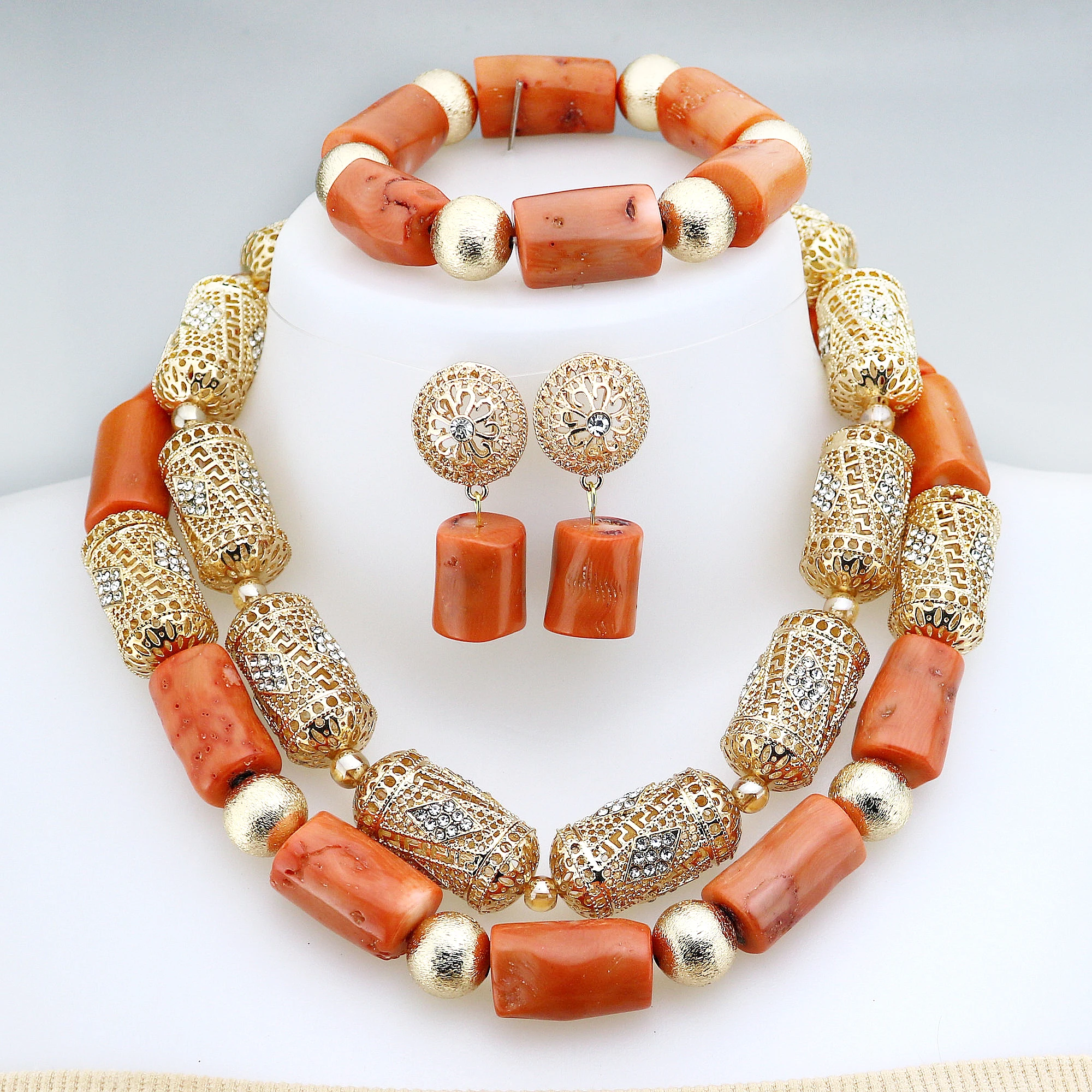 

Nigerian Wedding Natural Coral Beads Bridal Jewelry Sets African Beads Jewelry Necklace Set Z1985,0.36