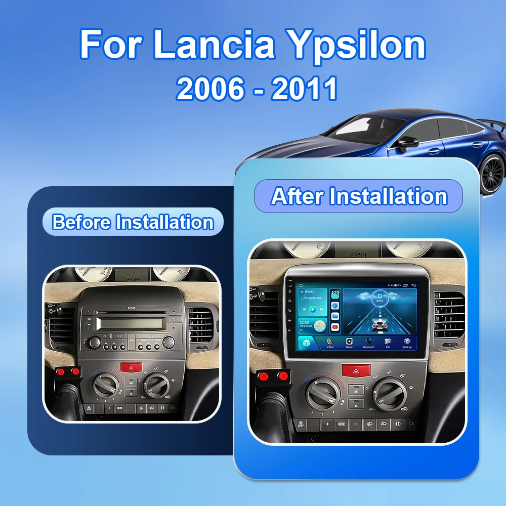Car Andorid 16 For Lancia Ypsilon 2006 - 2011 Auto Radio Multimedia Player Autoradio GPS Carplay Android Auto Touch Screen Wifi