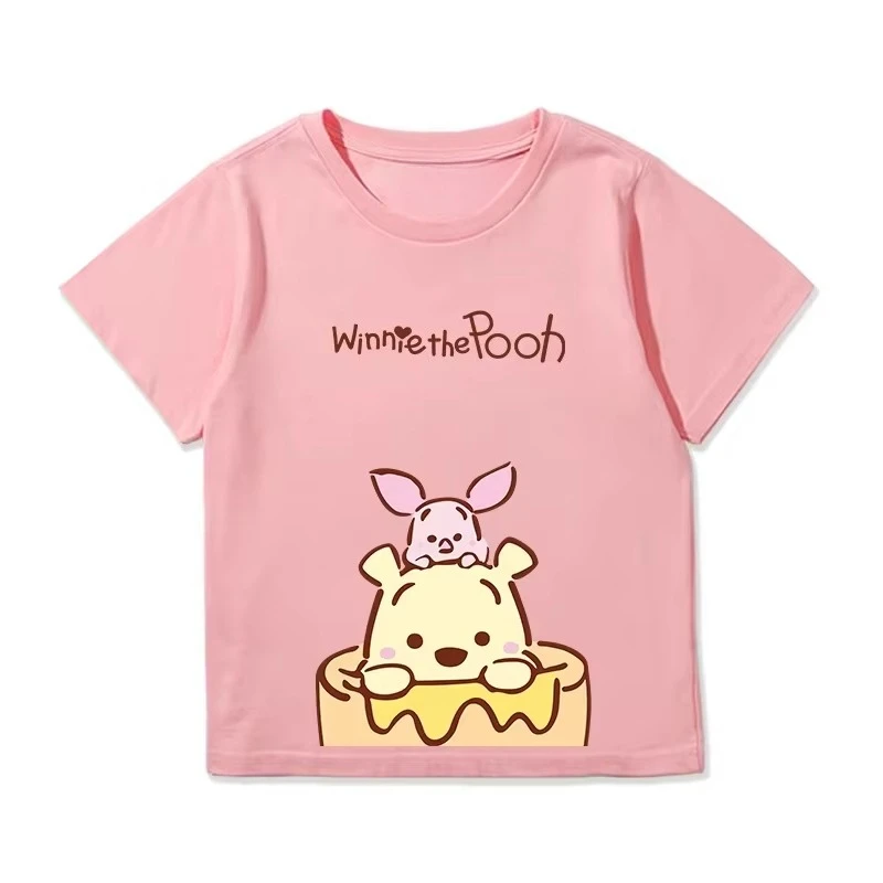 Soft and Cute Winnie The Pooh Pure Cotton Cartoon Printed Children's T-shirt 2026 Summer New Fashionable Parent-child T-shirt