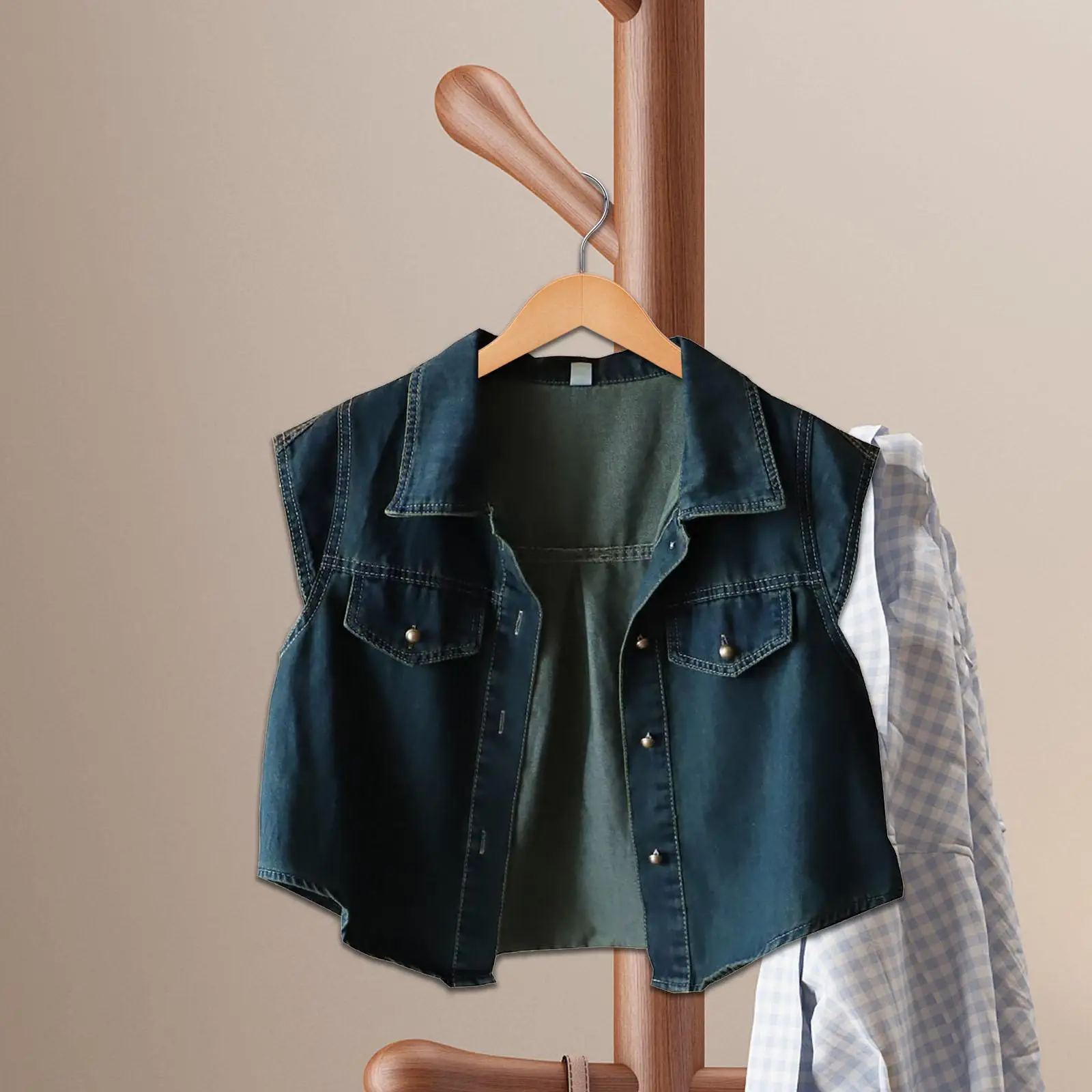 เสื้อกั๊กยีนส์สําหรับผู้หญิงแขนกุดเสื้อกั๊กยีนส์สําหรับตั้งแคมป์ท่องเที่ยวตกปลาทริป