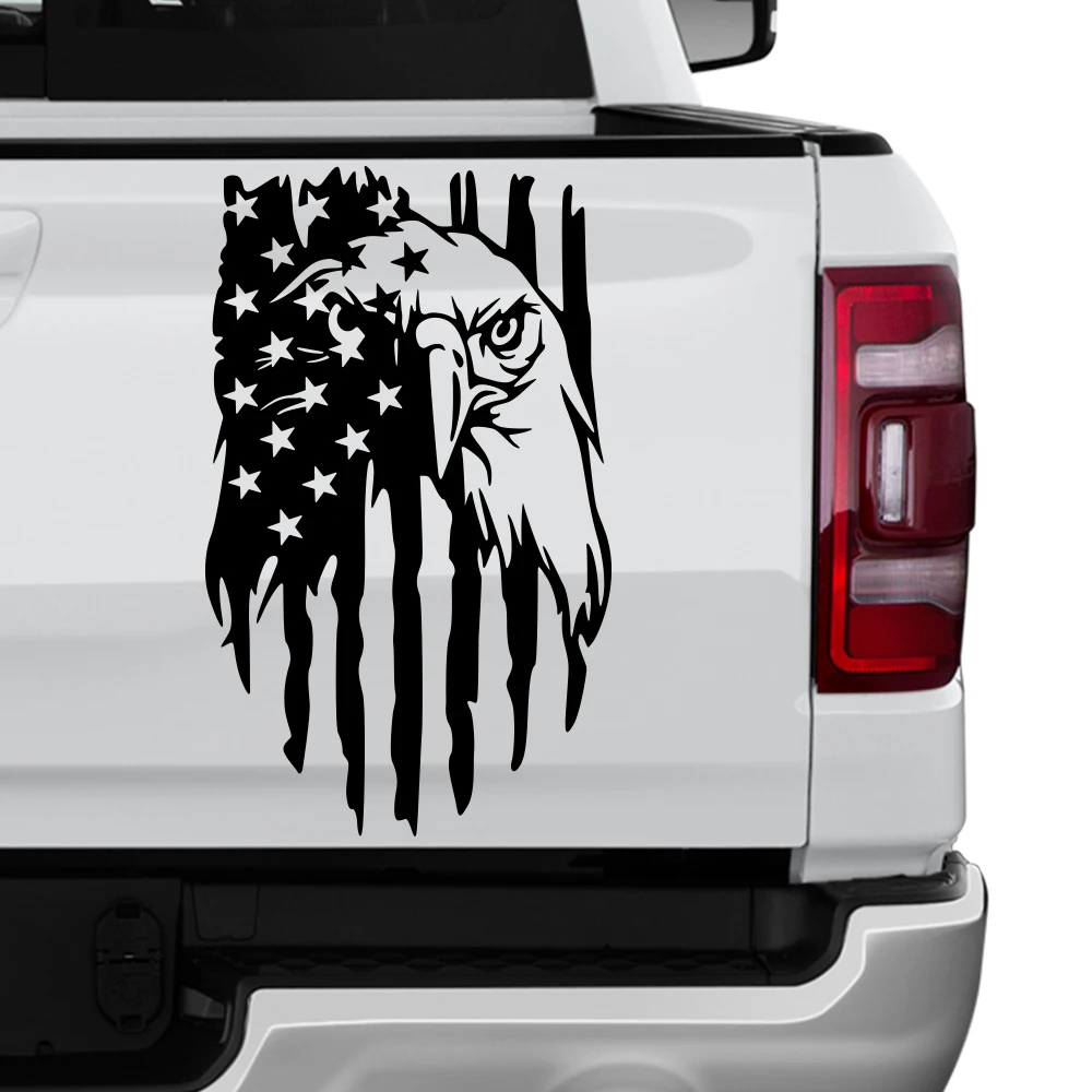

Car American Bald Eagle Flag Styling Stickers Truck Vinyl Cover Pickup Trunk Tailgate Tail Decor Decal Auto Tuning Accessories