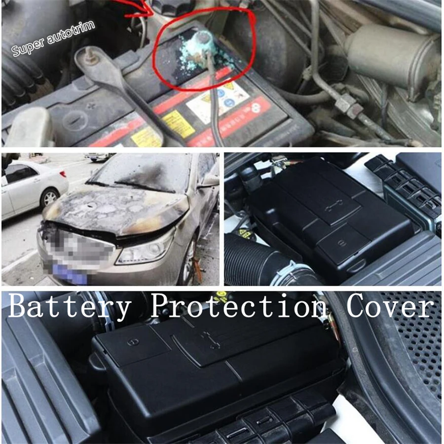 Car Engine Battery Dustproof Positive Negative Electrode Waterproof Protection Cover Kit For Volkswagen Passat B8 2016 - 2019