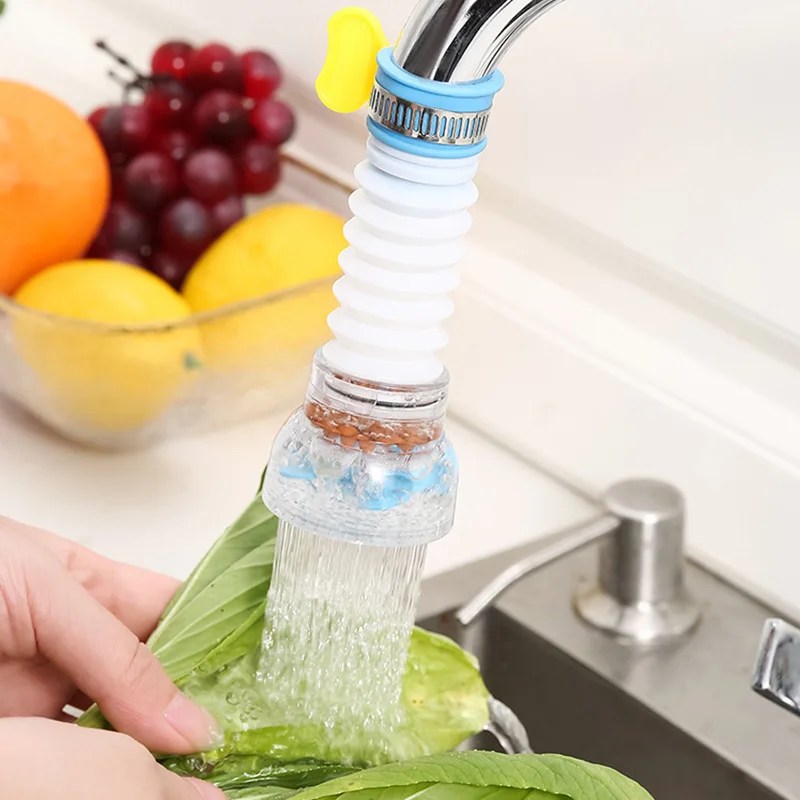 

Splash proof head kitchen water purification filter with retractable rotating belt wheat rice stone water-saving sprinkler