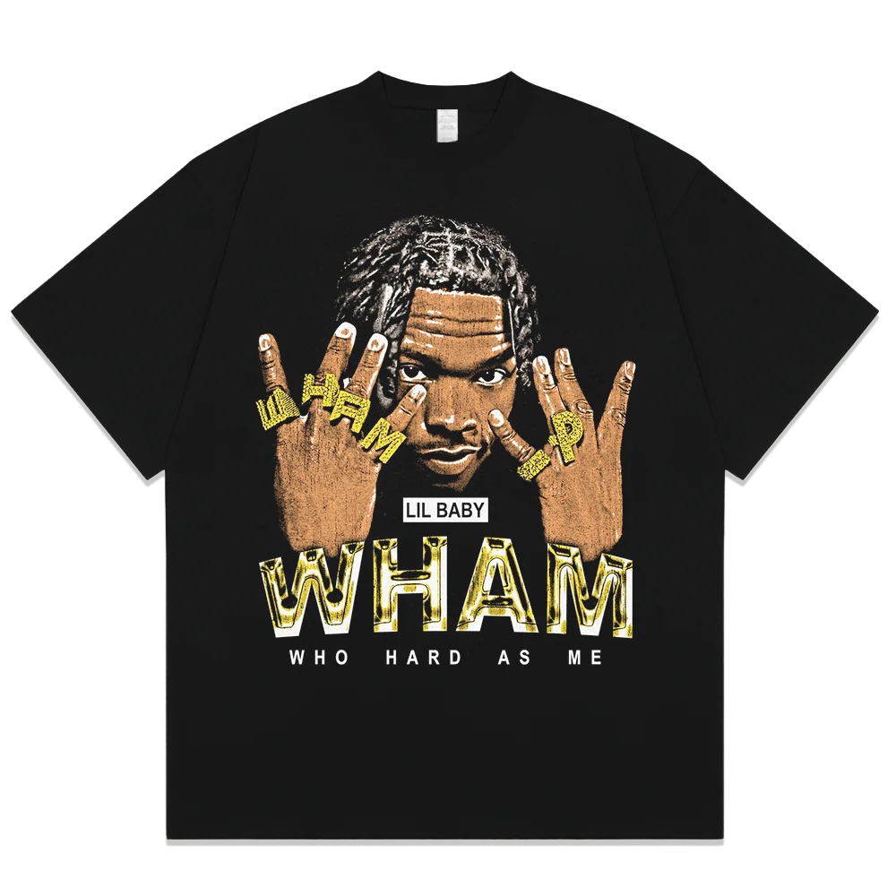 

Футболка Homage Tees свободного кроя с принтом американского рэп-персонажа, уличная футболка с коротким рукавом, дышащая, из чистого хлопка, повседневная.