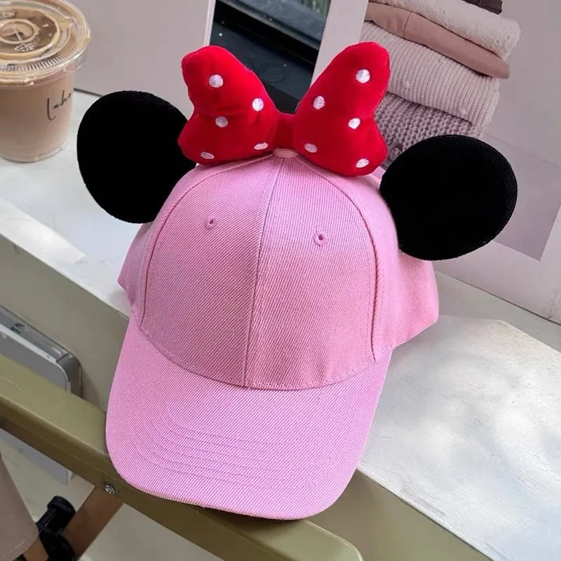 Disney series Minnie girls' new soft, comfortable, fashionable, creative and versatile, cute cartoon big bow duck tongue hat