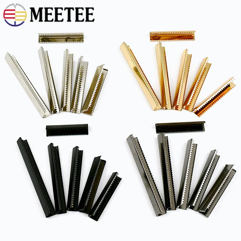 30Pcs 15-60mm Metal Strap End Clamp Buckle Tail Clip for Bag Belt Wallet Ribbon Webbing Sewing Hardware DIY Supplies Accessories