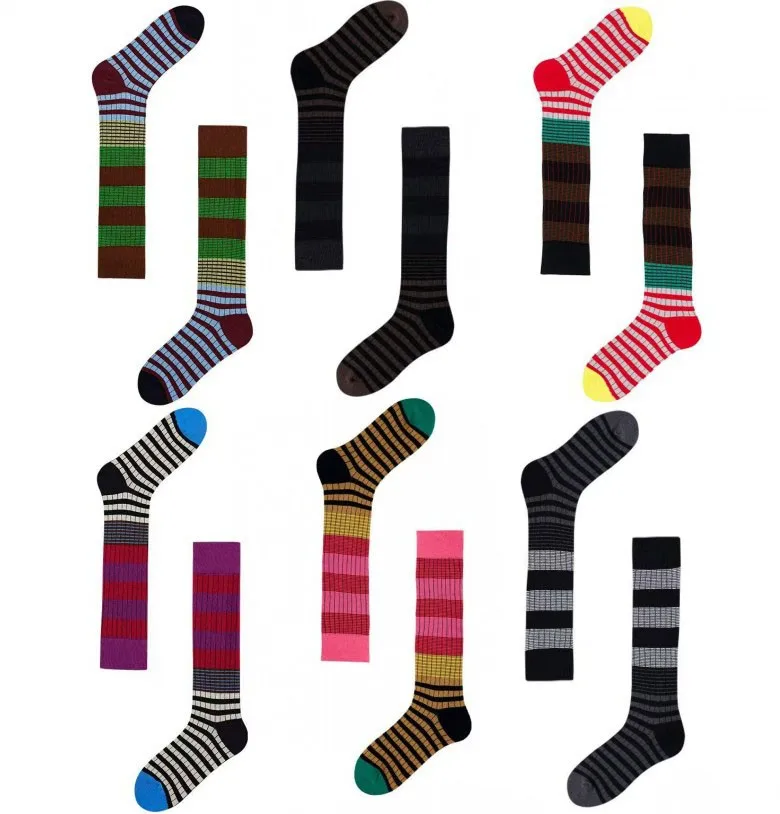 Autumn Winter Ins Fashion for Woman Gradient Striped Colorful Retro Calf Socks Cotton High Tube Soft Sport Women's Casual Sox