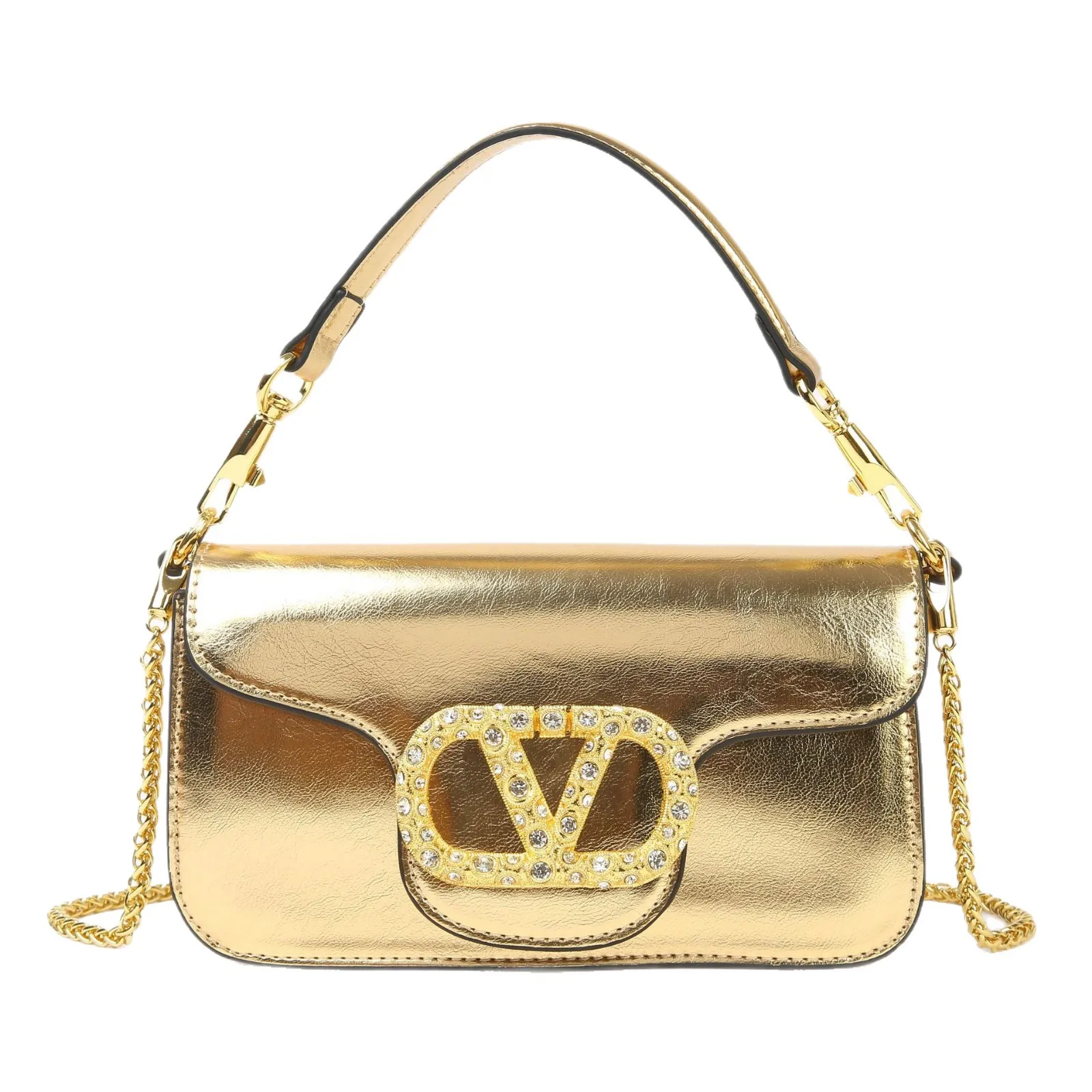 2026년 신상 롱 스트랩 크로스바디 백, 트렌디한 크리스탈 클라스프 숄더백 여성용, 데이투나이트 다용도 라인스톤 핸드백