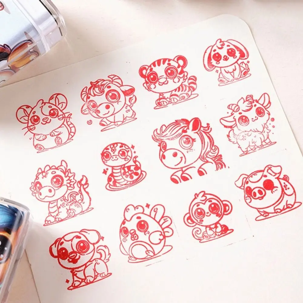 Cartoon Cute Hand Ledger Seal Twelve Zodiac Seal Children's Fun Stamp Snake Baby Seal Reward Material Scrapbooking Supplies