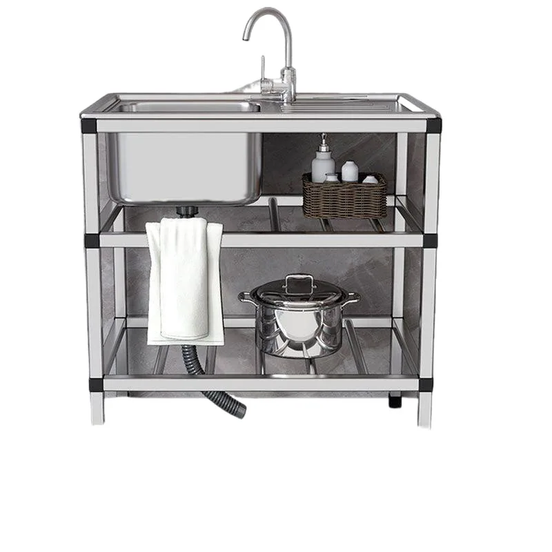 Kitchen stainless steel  with platform bracket Household large single  Dish sink Vegetable basin Sink integrated wash