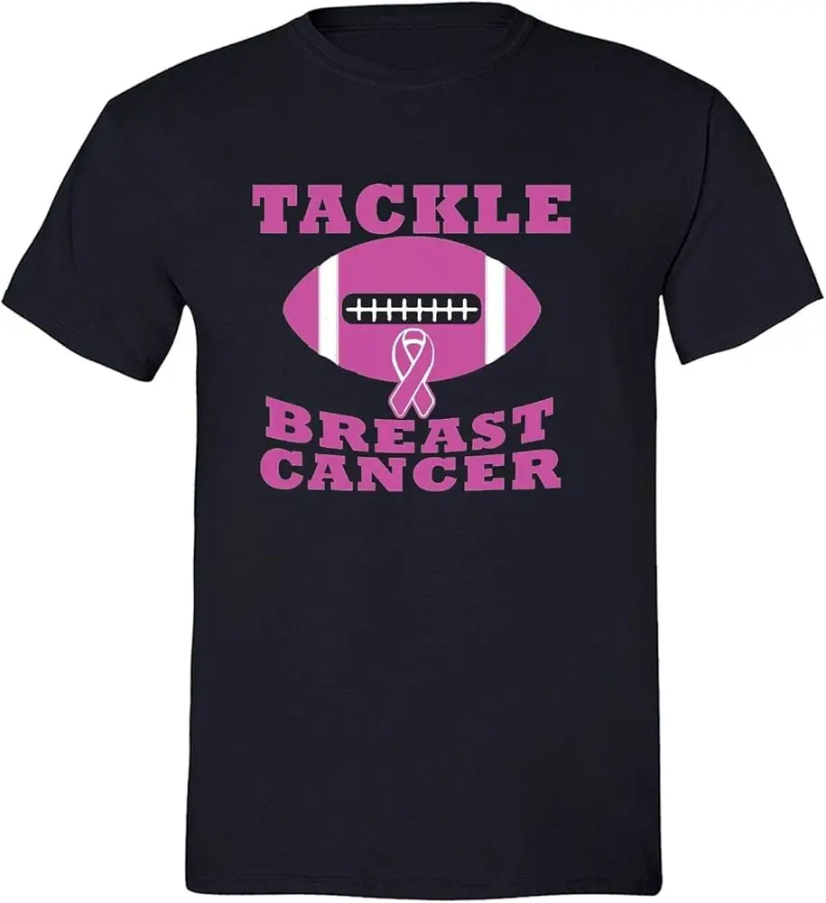 Men's Tackle Pink Football Breast Cancer Ribbon Crewneck Short Sleeve T-Shirt Y2K tops Unisex Summer Short Sleeve