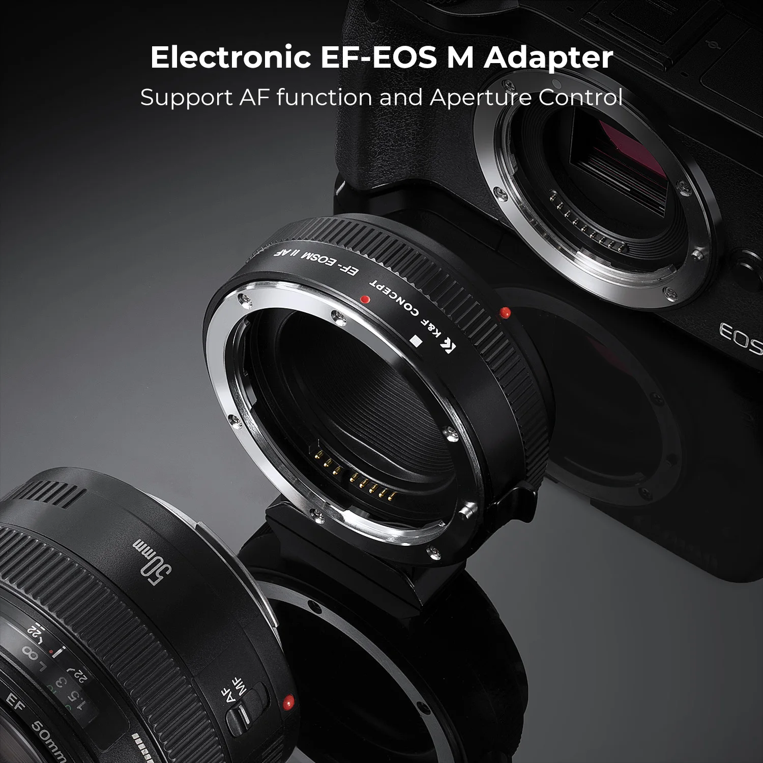 K&F Concept EF to EOS M Adapter Auto Focus Lens Mount Adapter for Canon EF EF-S Lens and Canon EOS M Mount Cameras