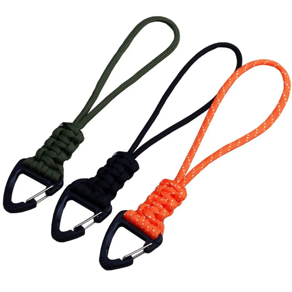 Triangle Buckle Paracord Keychain Anti-lost Multifunctional Braided Woven Keychain 20cm Stable Parachute Cord Carabiner Camping