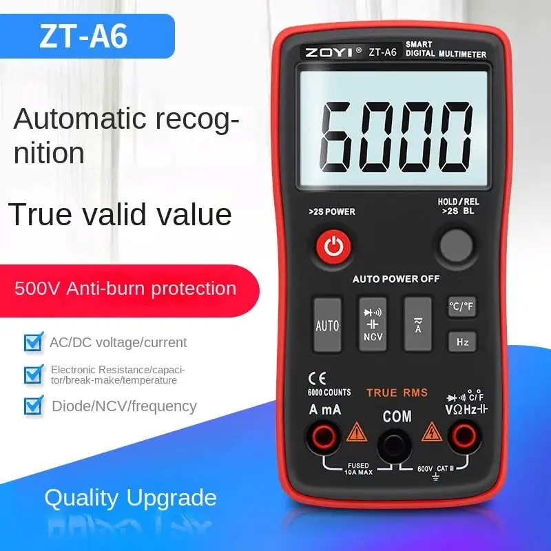 ZOYI ZT-A6 Digital Multimeter Professional Voltmeter AC DC Voltage Current Resistance Tester Multimeter Temperature NCV Meter