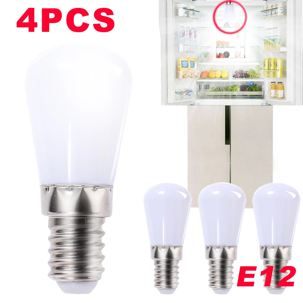 2/4PCS LED Refrigerator Light Bulbs E12 Light Bulbs 220V Refrigerator Kitchen Bedroom Lamps for Refrigerator Display Cabinets