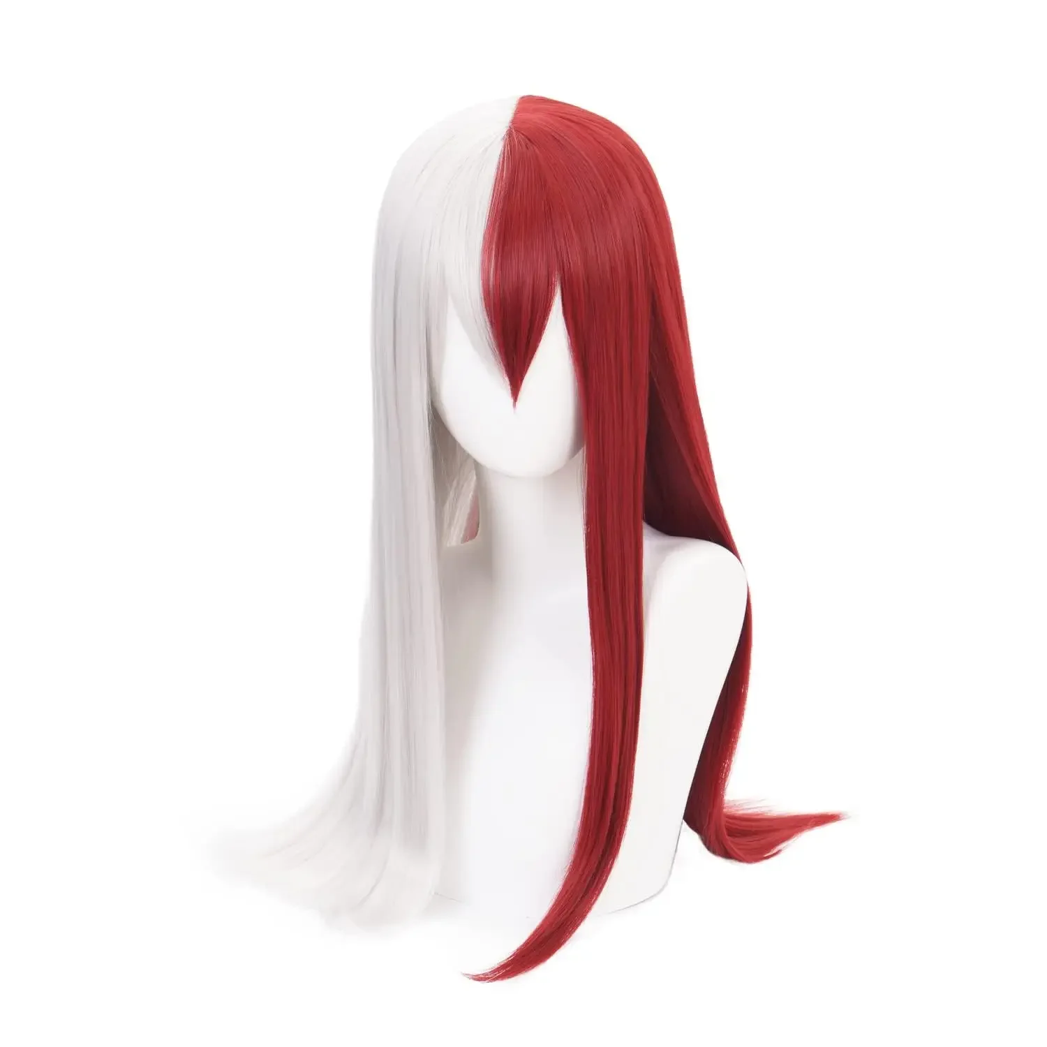 Anime Mijn Hero Academia Rechte Cosplay Pruik voor Vrouwen Wit Half Rood Anime Kostuum Pruik voor Halloween Party