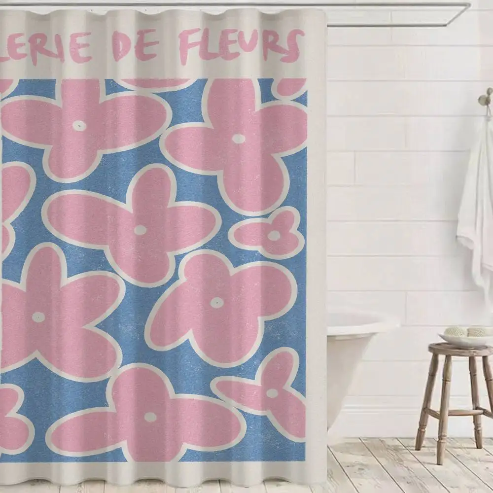 

Розовая занавеска для душа в стиле преппи с допамином и водонепроницаемой и устойчивой к плесени занавеской для душа, прочная занавеска из полиэстера для ванной комнаты