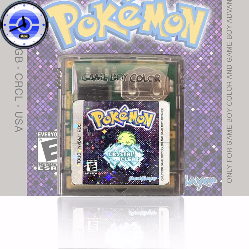 USA English Pokémon Crystal Clear v2.5.10 RTC Flash-Karte Echtzeit-Uhr-Kassette Videospielkonsolen-Karte ROM-Hack für GBC