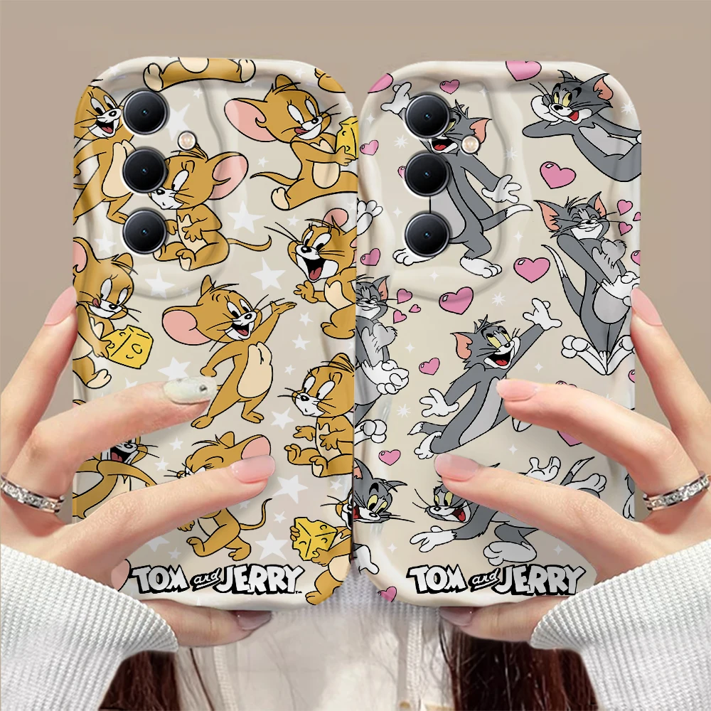 Comedy Cartoon toms Jerrys 3D Wave Phone Case For Samsung Galaxy S24 S23 S21 S20 FE Plus Ultra 4G 5G Soft Silicone Back Cover