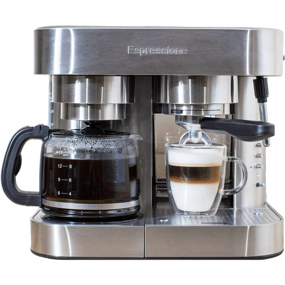 Combination Stainless Steel Espresso + Coffee Maker, 10 cups