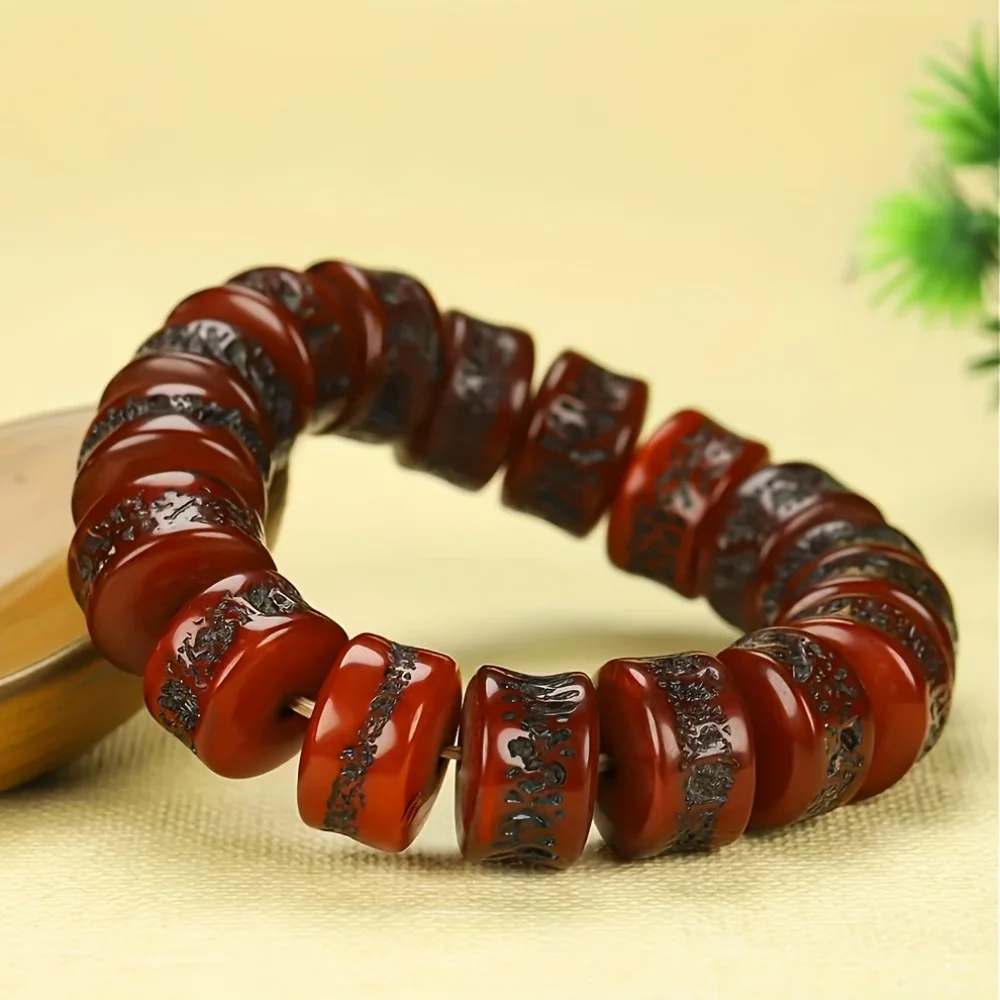 

Винтажный браслет унисекс из натурального янтаря и пчелиного воска