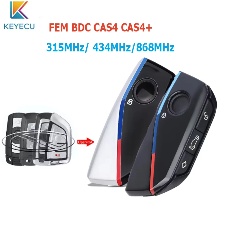 KEYECU Modified Replacement Smart Remote Key fob for BMW FEM BDC CAS4 CAS4+ F Chassis 5 7 Series 4B Fob 315MHz/ 434MHz/868Mhz