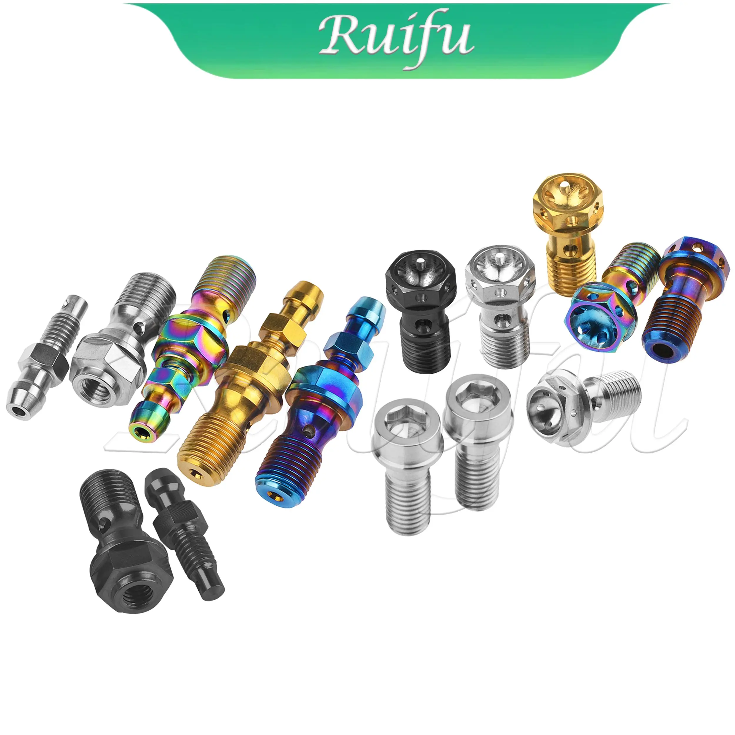 Ruifu Titanium Bolt  6PCS Banjo Bolt M10 Pitch 1.0/1.25mm Single Hole Allen Key Head Screw for Motorcycle