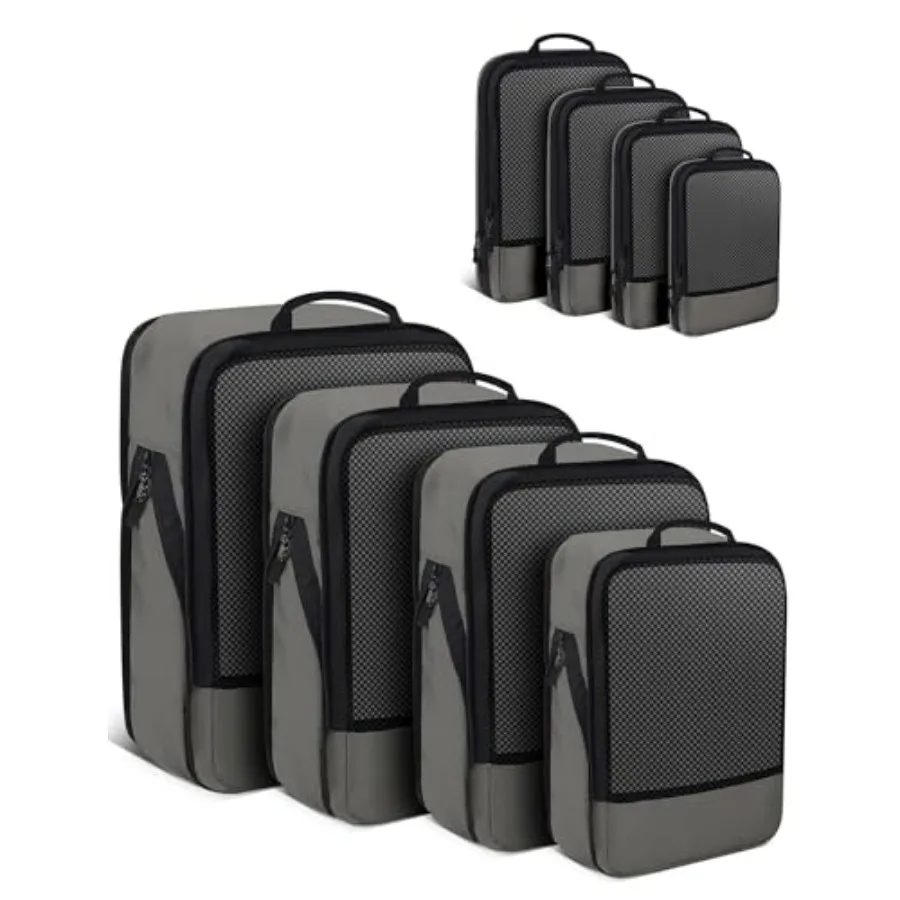 

Набор из 4 компрессионных упаковочных кубов для путешествий: легкие органайзеры для багажа, экономящие место, незаменимые в поездках