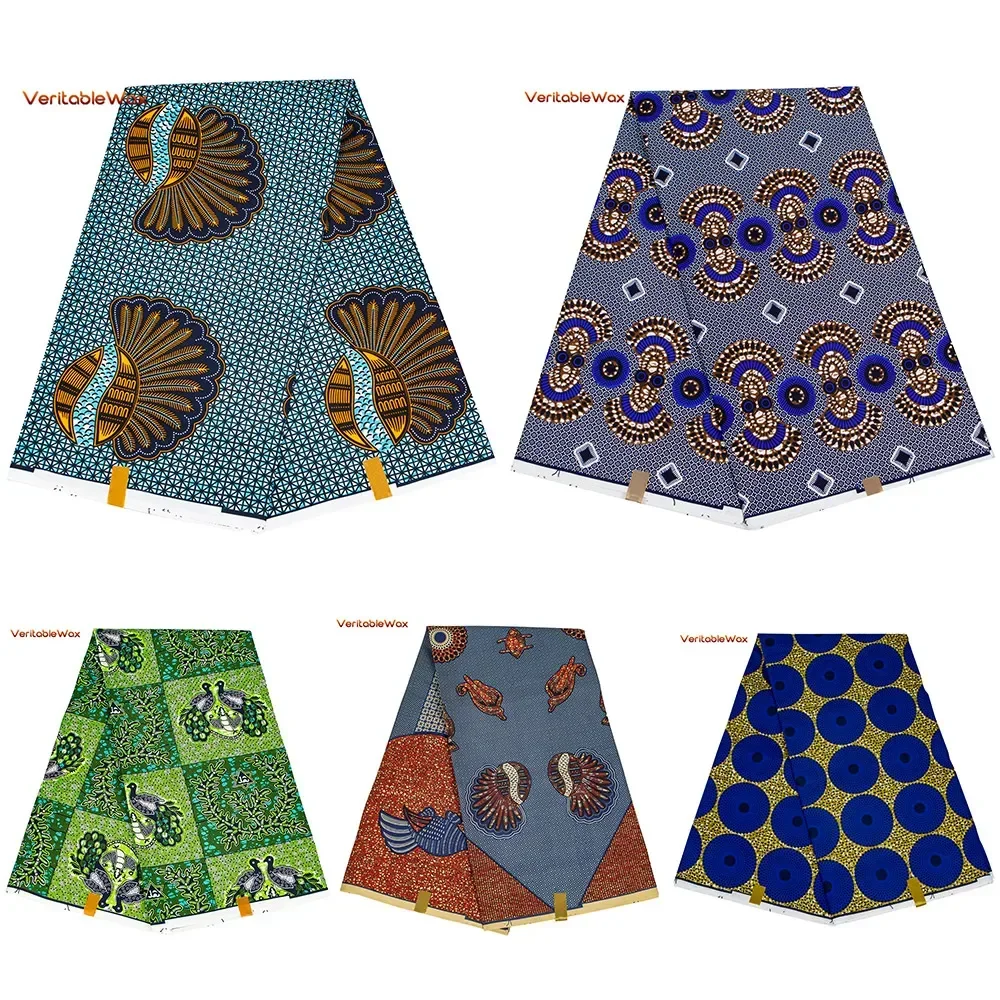 Veritablewax Africa Prints Batik Fabric Real Wax Patchwork Sewing Dress Craft Cloth Polyester High Quality Ankara Tissu N-21