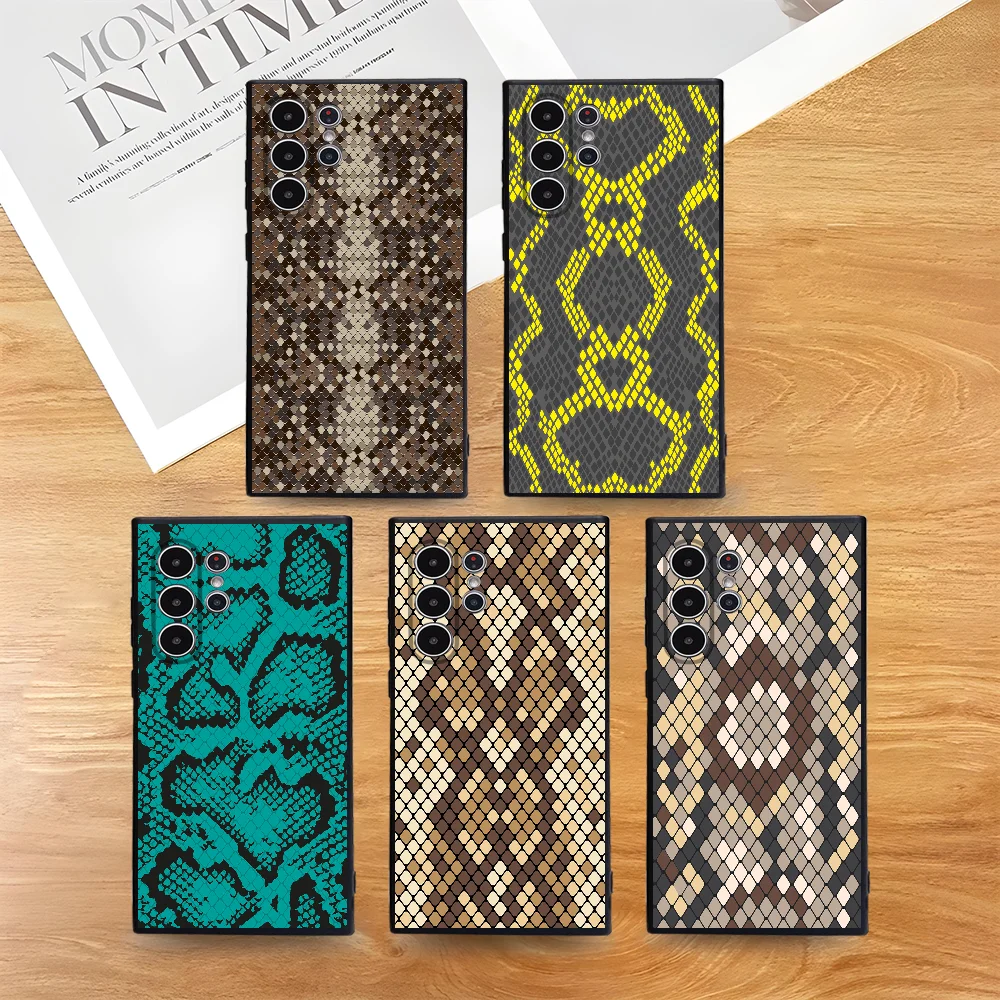 

Snake Skin Pattern Phone Case For Samsung Galaxy S25 S24 S22 S23 Ultra S21 S20 Plus 5G Frosted Non-Slip Full Cover Case