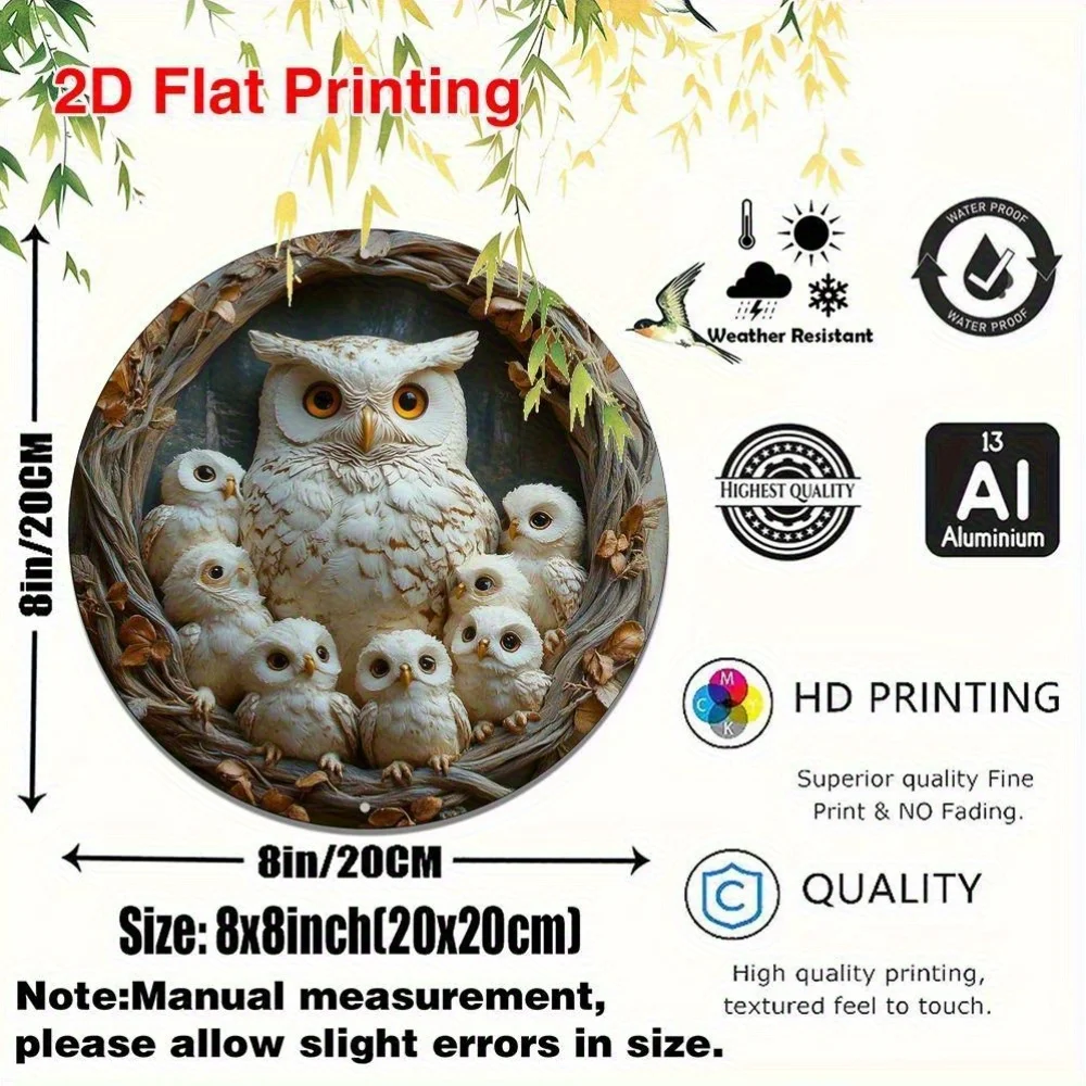 2D Flat - 1pc 2D Flat Decorative Sign, Made of with an Owl Design, Suitable for Offices, Country Gardens, Patios, And Home Rooms