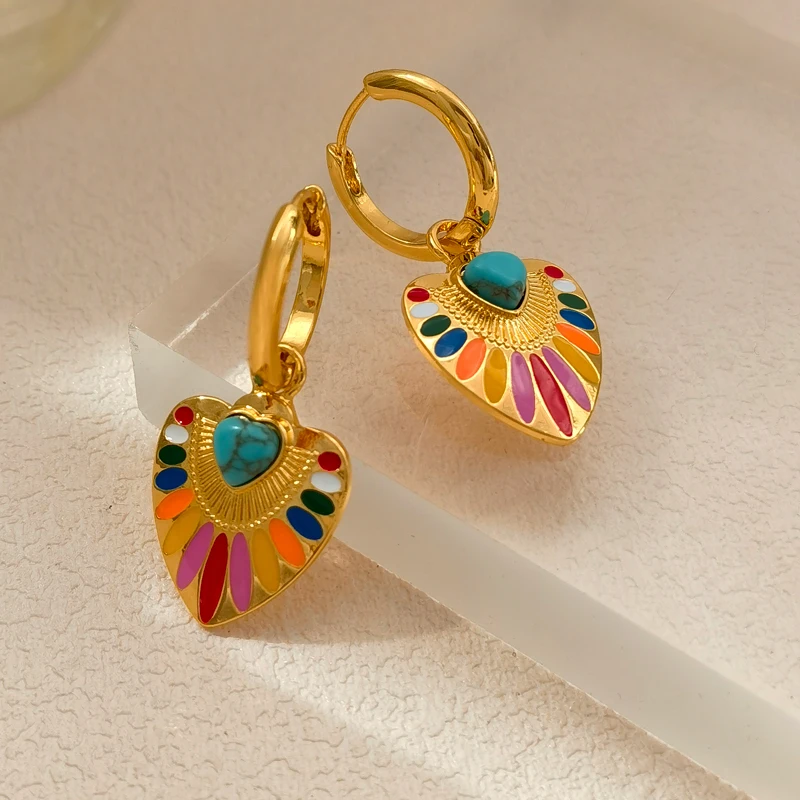 Trendy Jewelry 2023 Trend New Original Design Colorful Heart Dangle Earrings For Women Girl Birthday Party Gift Pretty Style