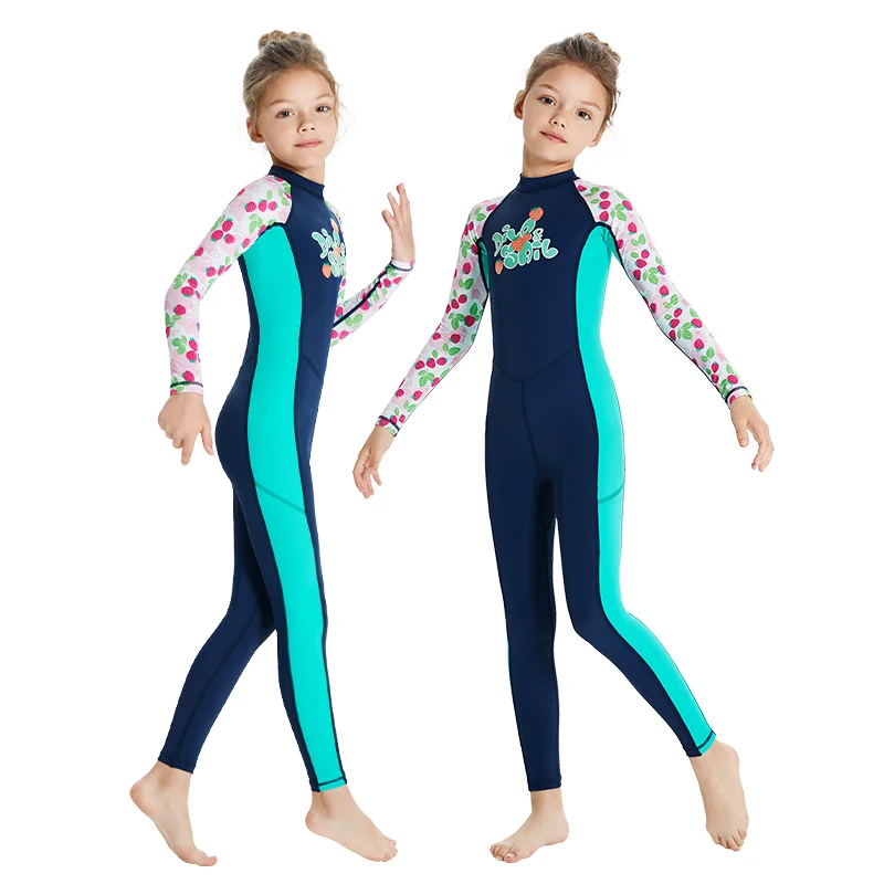 Kids Full Body Swimsuit for Girls Boys Rash Guard Long Sleeve Wetsuit Skin One Piece Children Swimwear,Quick Dry Water Sports