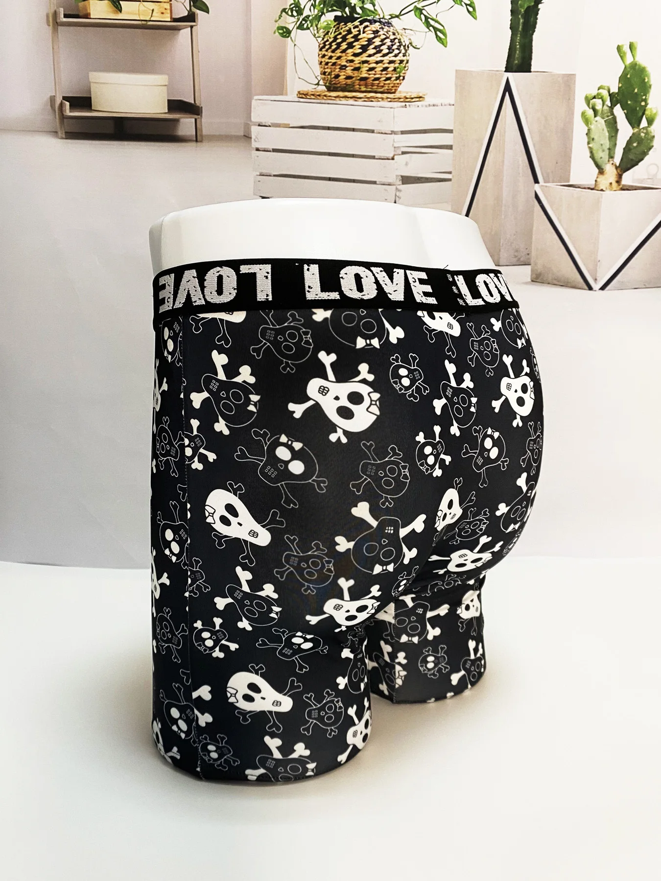 Men Shorts Underpants Fashion Plus Size Underwear Halloween Skull Print Boxers Sports Casual Soft Smooth