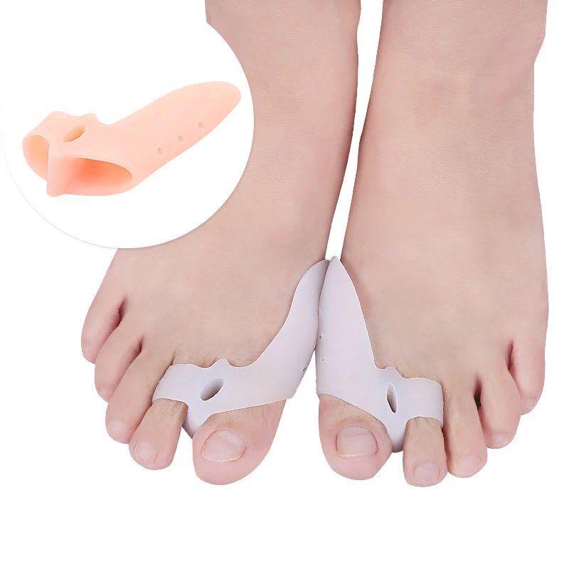 Soft Toe Separator Practical 2 Hole Silicone Toe Stretcher Portable Hallux Valgus Corrector Straightener White Foot Care Tools