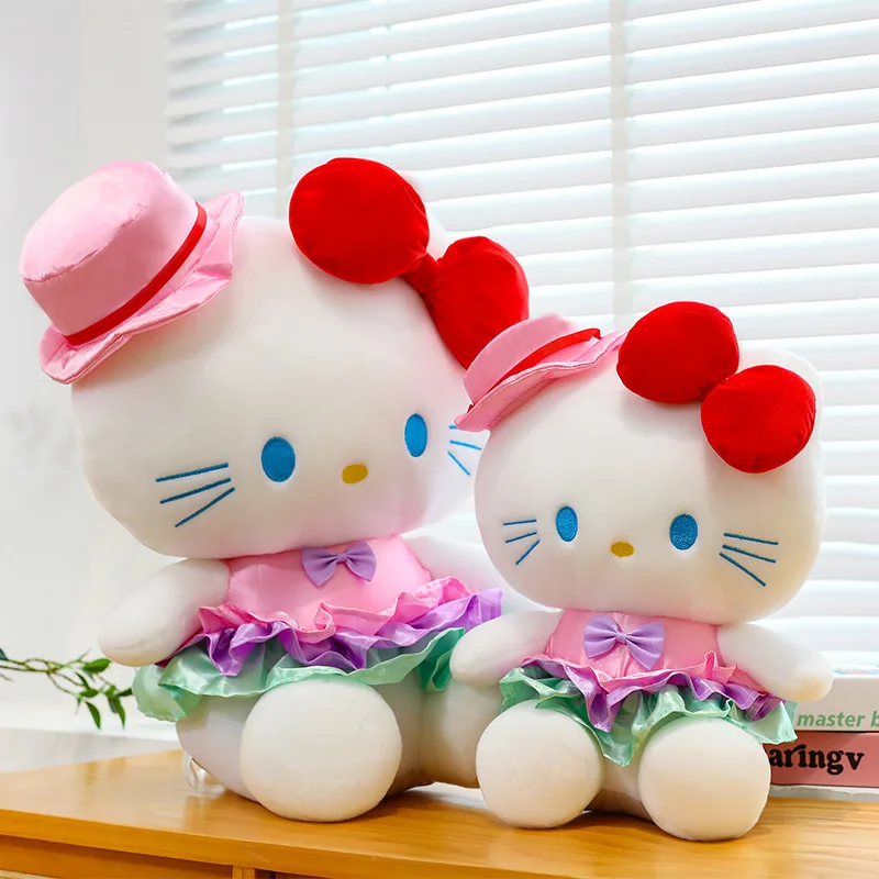 Nieuwe Sanrio Kawaii Hello Kitty knuffel gevulde pop met hoed leuk cadeau voor kinderen meisjes verjaardag kerst slaap Buddy zachte pop