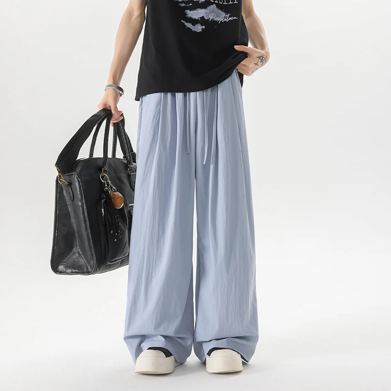 Multicolor Yamamoto Pants Mens Casual Elastic Waist Wide Leg Pants Hip Hop Baggy Trousers Thin Summer Beach Pants