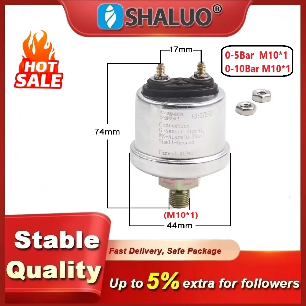 0-5 بار 0-10 بار M10 * 1 محرك الديزل VDO مفتاح مستشعر ضغط الزيت 5Bar 10Bar مناسب لقياس ضغط الزيت أجزاء مولد القارب