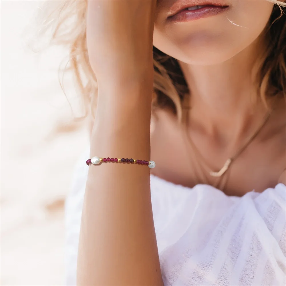 3mm Smoky Quartzs Beads Heart Chain Bracelet Natural Pearl Zircon Crystal Faceted Bead Bracelets For Women Men Exquisite Jewelry