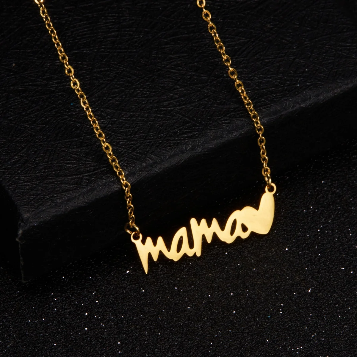 الفولاذ المقاوم للصدأ ماما رسائل قلادة قلادة للنساء الرجال الحد الأدنى مستطيل القلب أمي سلسلة المختنق مجوهرات عيد الأم #4