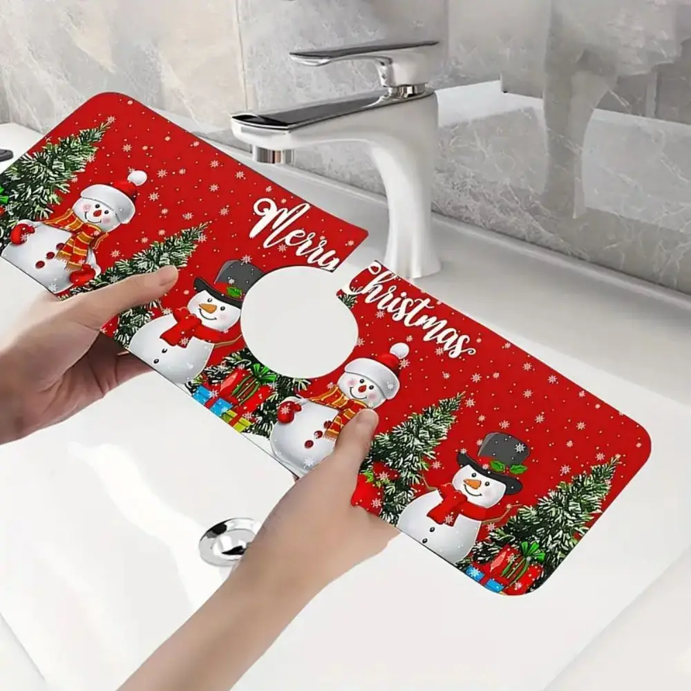 VIKAMA Christmas Water-Saving Sink Faucet Water Absorption Pad Quick-Drying Anti-Slip Bathroom And Kitchen Drain Pad