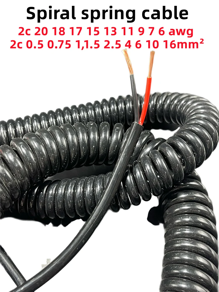 

Pu Spring Cable Wire 2 Core 20 18 Awg Stretch 1 2 3 4 5 6 7 8 9 10 Meters Spiral Telescopic Wire