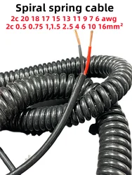Pu Spring Cable Wire 2 Core 20 18 Awg Stretch 1 2 3 4 5 6 7 8 9 10 Meters Spiral Telescopic Wire