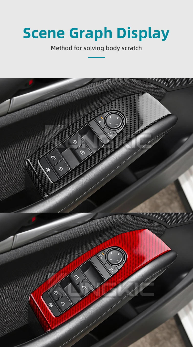 Echter, weicher Carbonfaser-Aufkleber für Mazda 3 BP 2019 2021 2022 2023 2024 2025 (LHD/RHD) – Fensterheber-Verkleidung der Vordertür – Detail 9