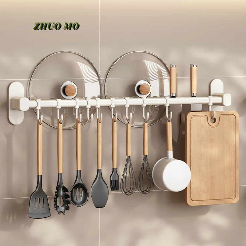 

Non-Punching Kitchen Hook Storage Rack, White Aluminum Alloy, Dish Drying Rack, Cooking Tools, Accessories, S829