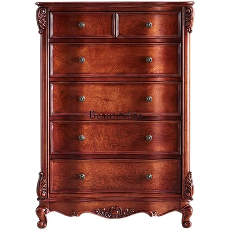 

ls 18 FG40American solid wood chest living room wall multi-functional storage cabinet
