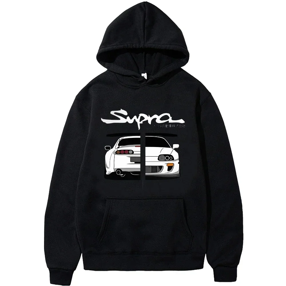 Supra Manga Print Loose Casual Hoodie Long Sleeve Japanese-style Fall/winter Crewneck Hoodie for Both Men and Women