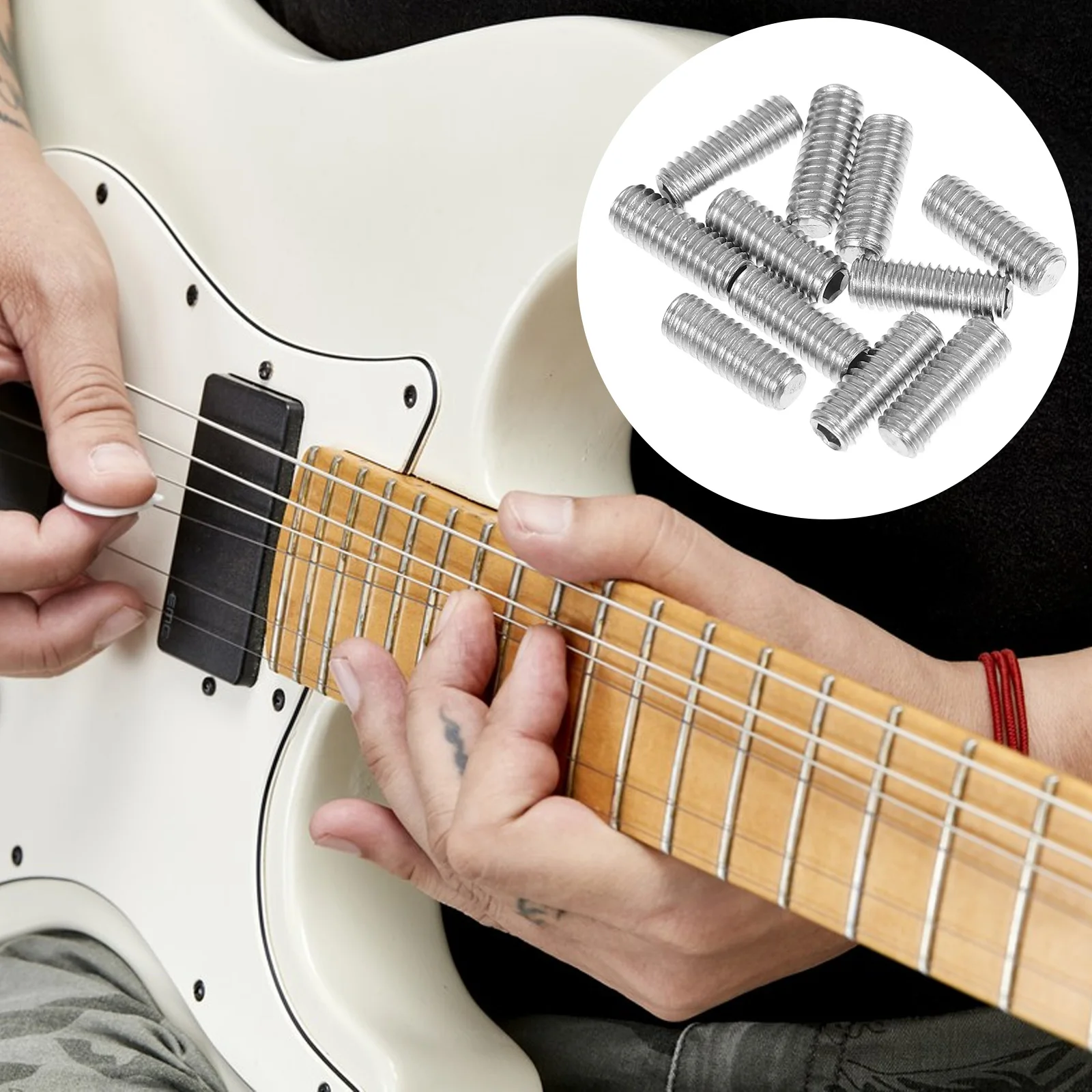 

12Pcs Electric Guitar Bass Bridge Screws Small Metal Saddle Screws Stable Intonation Adjustment Guitar String Fixing Replacement