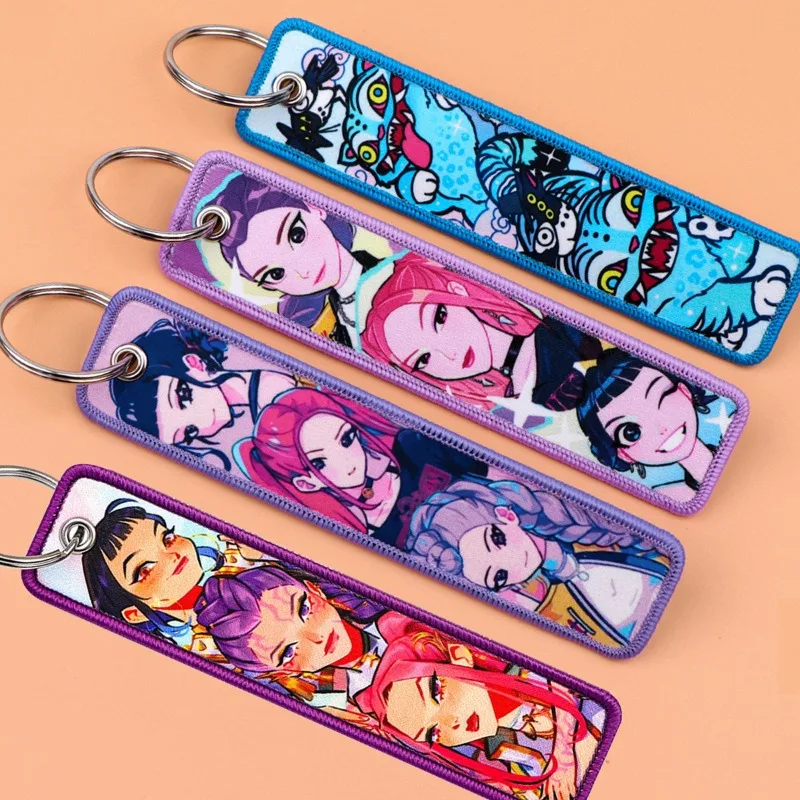 Cartoon Anime Mädchen Gruppe Weben Mark Schlüsselbund Tasche Anhänger Büro Hängende Dekoration Stoff Schlüsselring Cosplay Schmuck Zubehör
