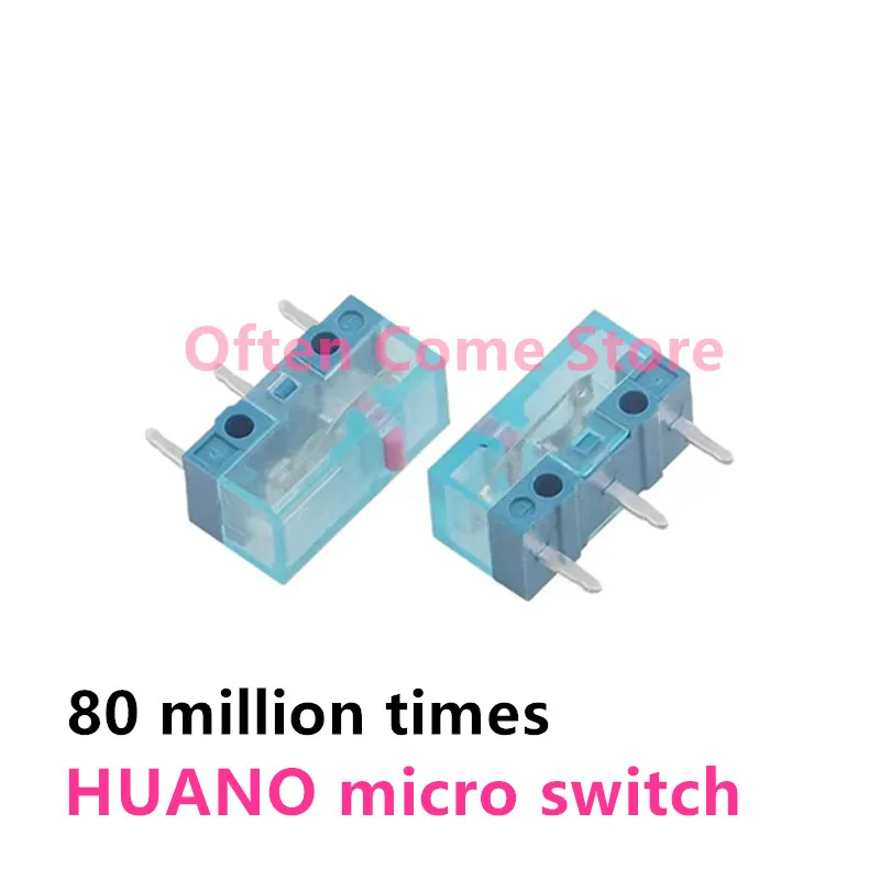 100Pcs-10Pcs HUANO Transparent Blue Shell Pink Dot Mouse Micro Switch Button Life Of 80 Million